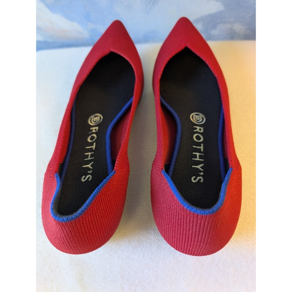 Rothy's The Point Cherry Red Pointed Toe Knit Flats Women's 8